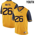 Youth West Virginia Mountaineers NCAA #26 Connor Watts Gold Authentic Nike Stitched College Football Jersey XZ15L43YI